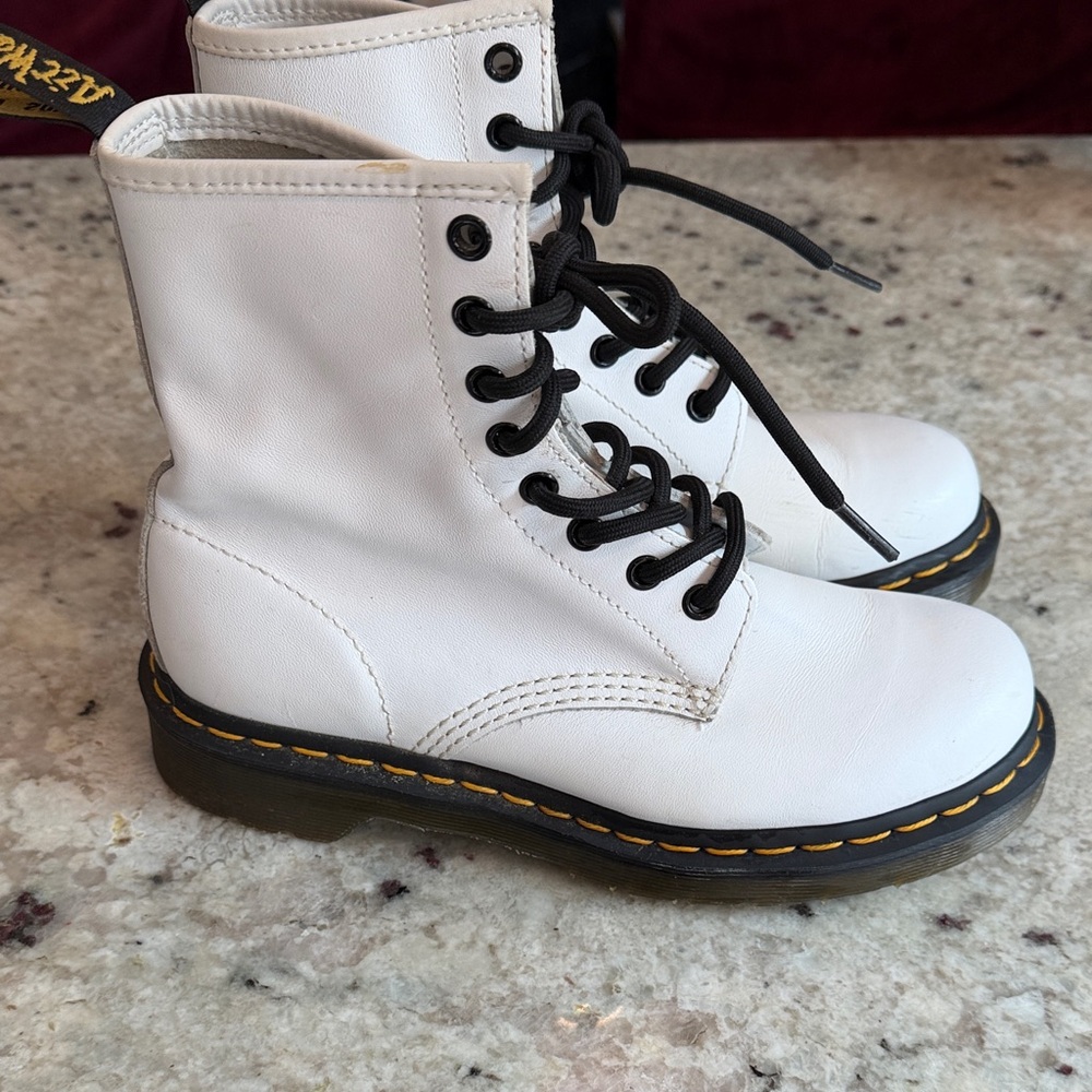 Dr. Martens White Boots with Black Accents
